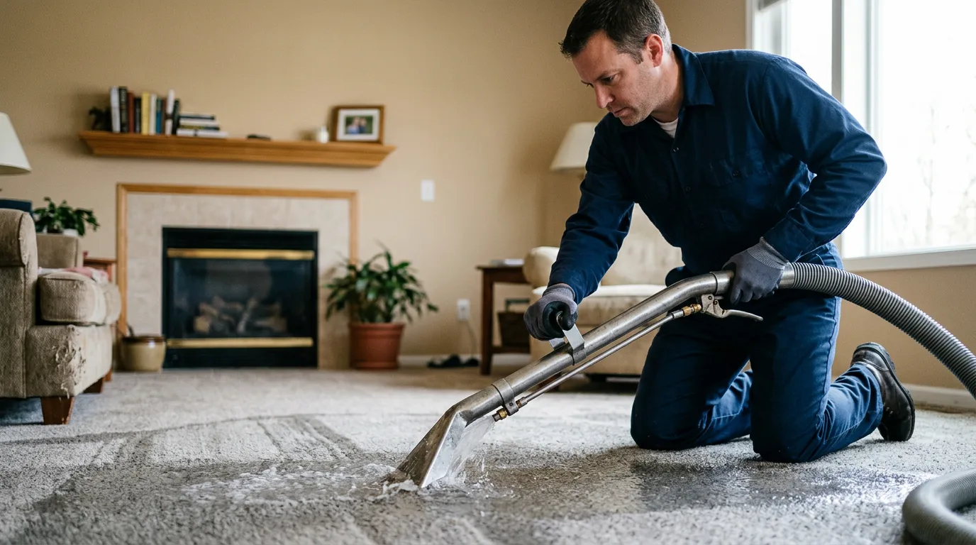 Water damage restoration technician working near Leadwood, MO